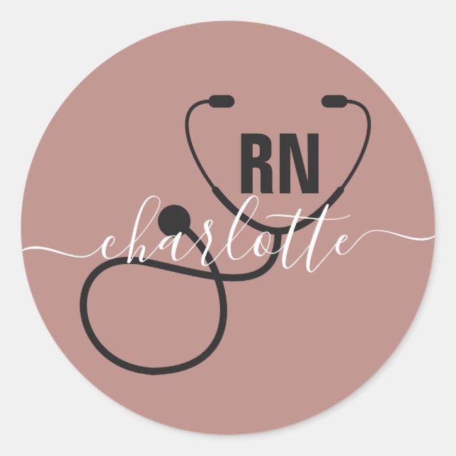 Personalised RN Registered Nurse Graduation Classic Round Sticker (Front)
