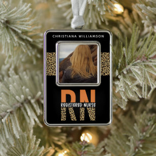 Personalised RN Registered Nurse Graduation photo Silver Plated Framed Ornament