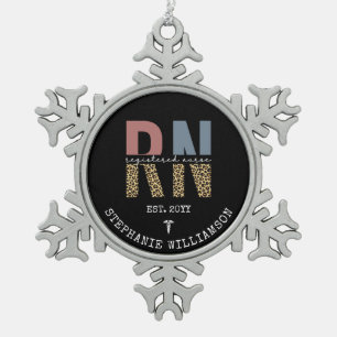 Personalised RN Registered Nurse Graduation Snowflake Pewter Christmas Ornament