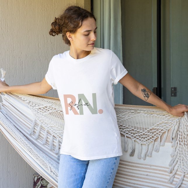 personalised RN Registered Nurse Name calligraphy T-Shirt (Creator Uploaded)