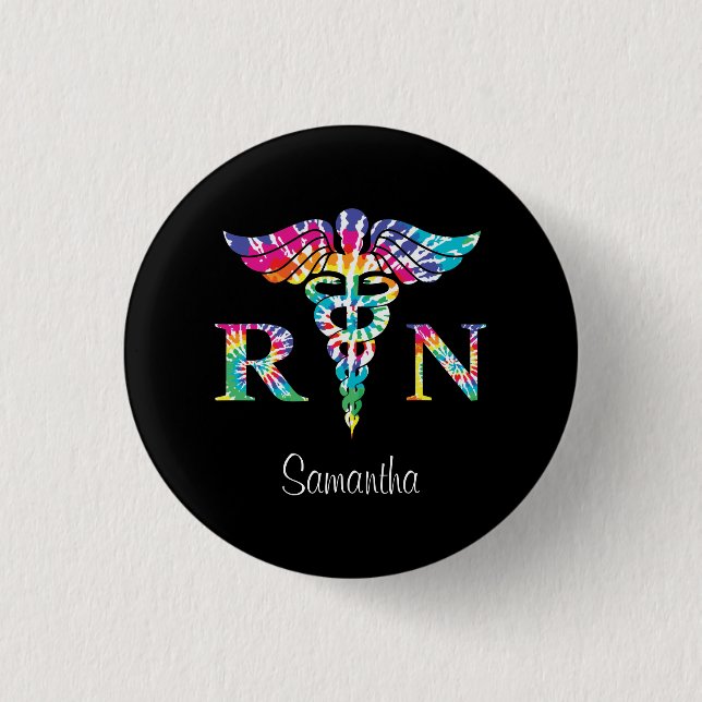 Personalised RN Registered Nurse Tie Dye  3 Cm Round Badge (Front)