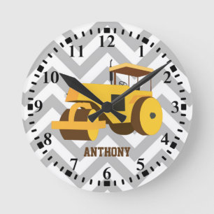 Personalised Road Roller Construction Truck Round Clock