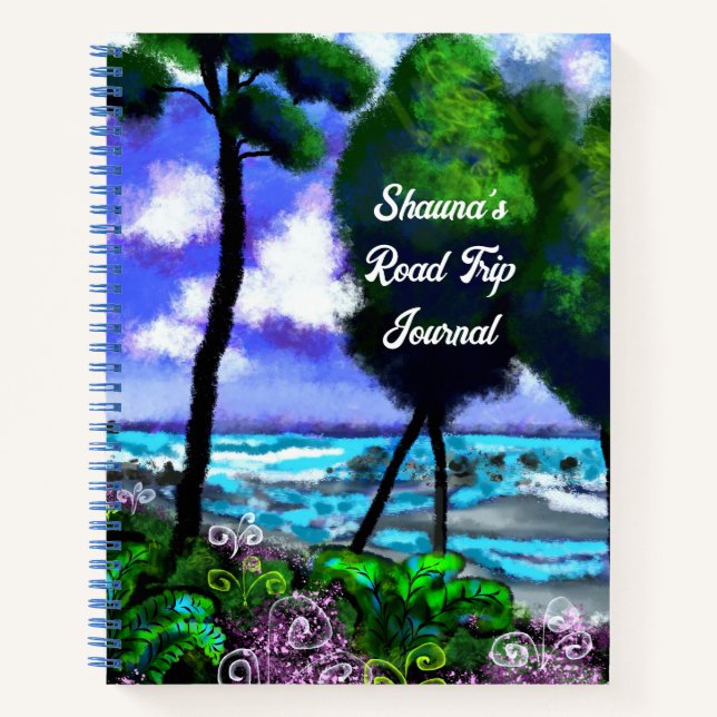 Personalised Road Trip Journal w/Seascape Art (Front)