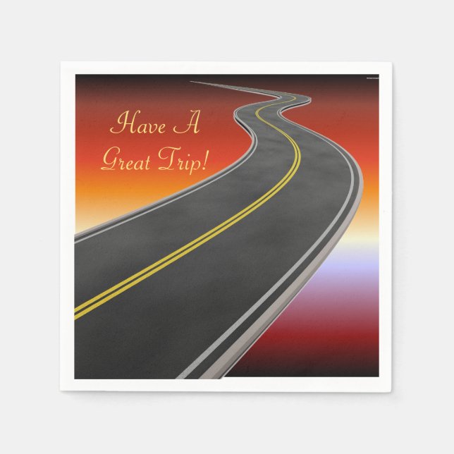 Personalised Road Trip Sunset Highway Napkins (Front)