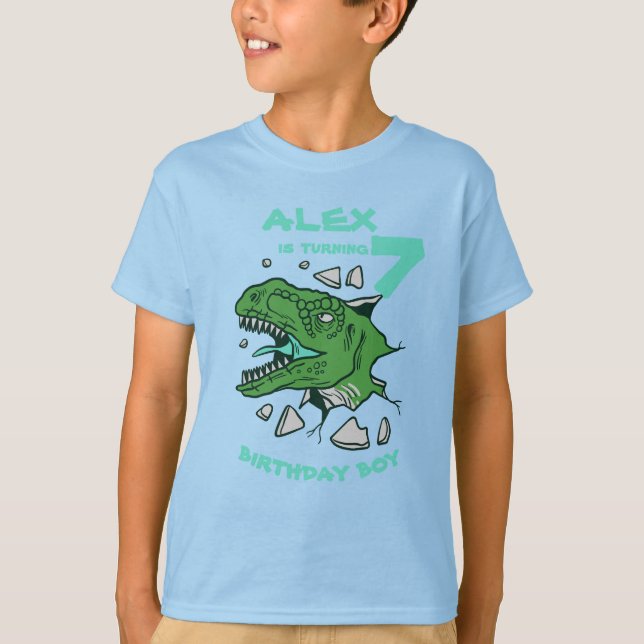 Personalised ROAR T-Rex Birthday Boy T-Shirt (Front)