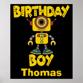 Personalised Robot Birthday Boy Poster