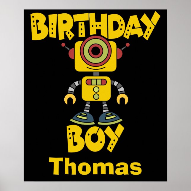 Personalised Robot Birthday Boy Poster (Front)