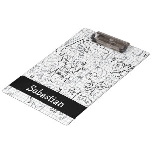 Personalised Robot Rocket Ship And Alien Moon Clipboard