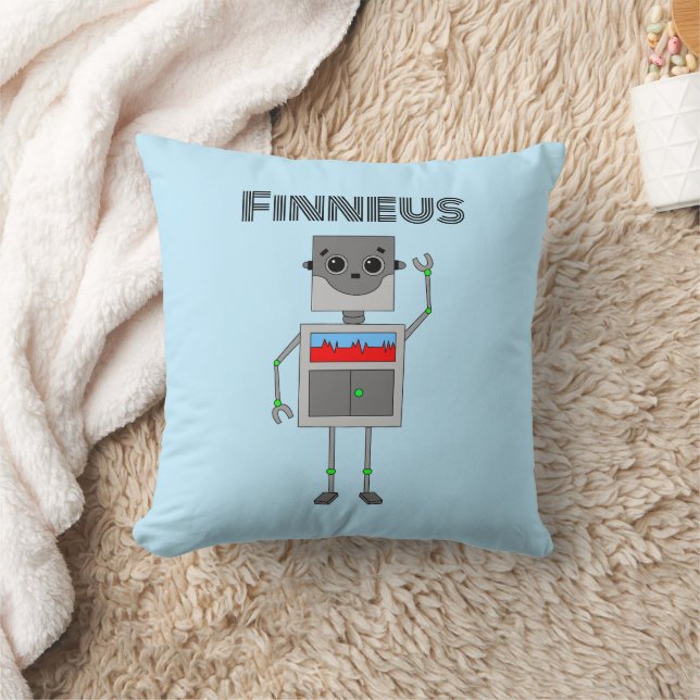 Personalised Robot Themed   Cushion (Blanket)