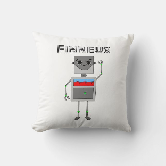 Personalised Robot Themed   Cushion (Front)