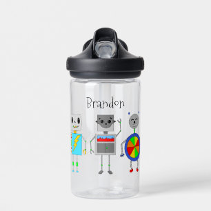 Personalised Robot Themed Name Water Bottle