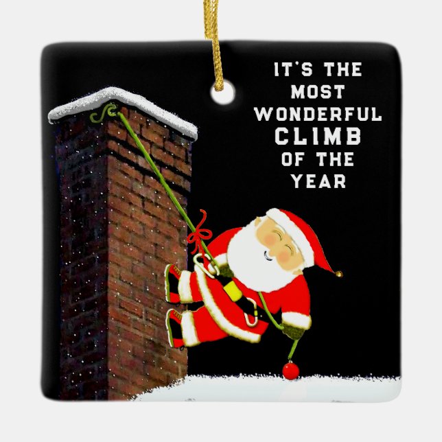 personalised rock climbing gift ceramic ornament (Front)