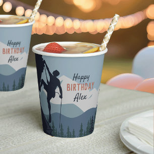 Personalised Rock Climbing Theme Birthday Party Paper Cups