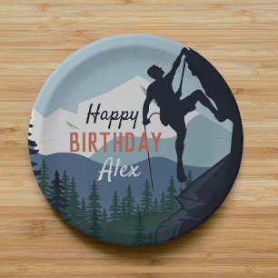 Personalised Rock Climbing Theme Happy Birthday Paper Plate