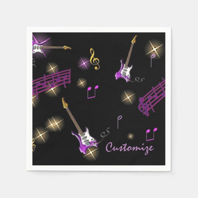 Personalised Rock Star Music Background Napkins (Front)
