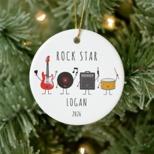 Personalised Rock Star Music Christmas Ornament