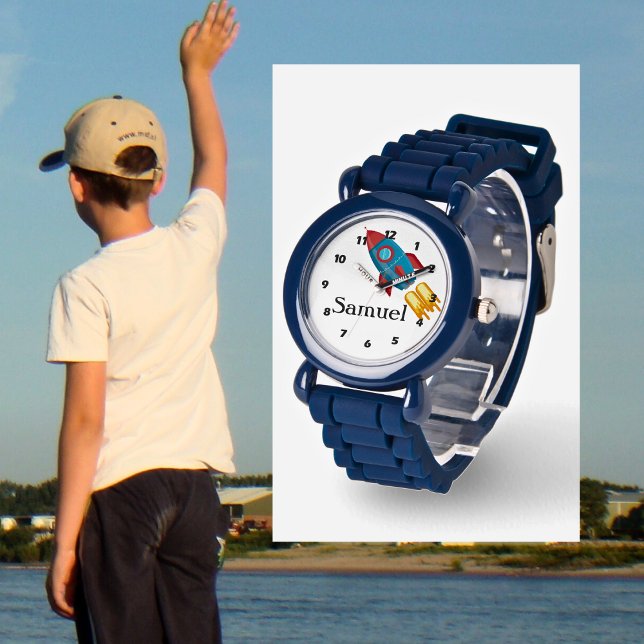 Personalised Rocket Blue Numbers Kid's Watch (Creator Uploaded)