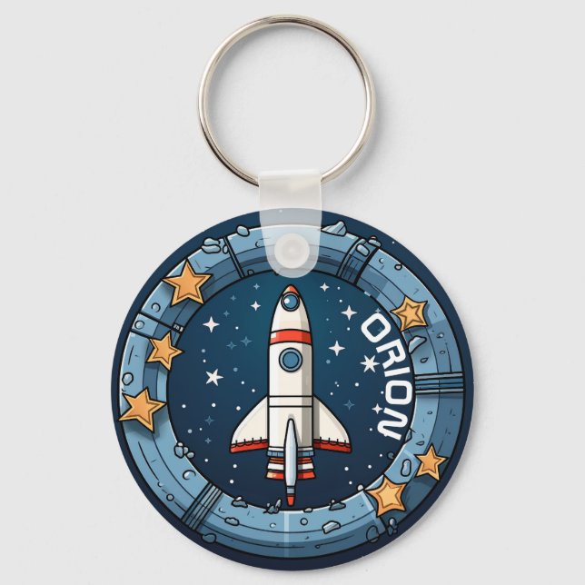 Personalised Rocket Keychain for School Adventures (Front)