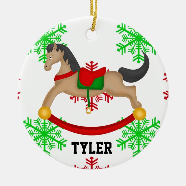 Personalised Rocking Horse Christmas Ornament (Front)