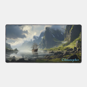 Personalised Rocky Cove and Ship Desk Mat 