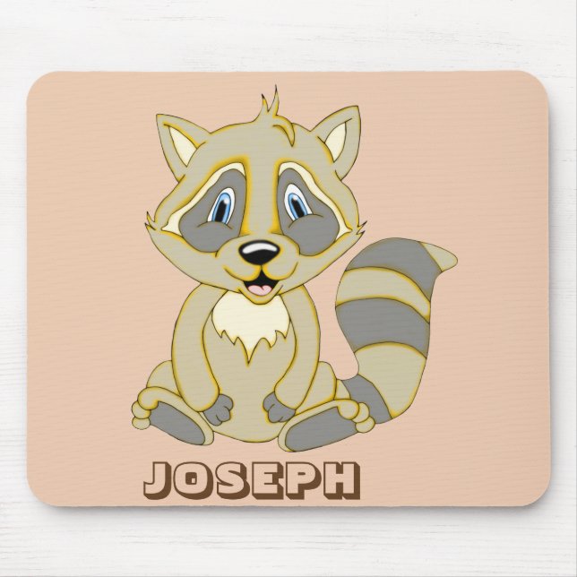 Personalised Rocky Racoon Mouse Mat (Front)