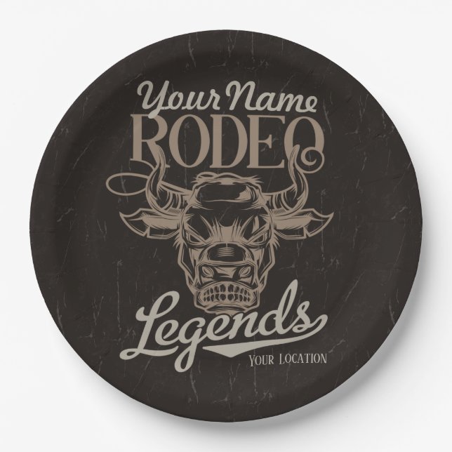 Personalised Rodeo Old West Steer Roping Legends Paper Plate (Front)