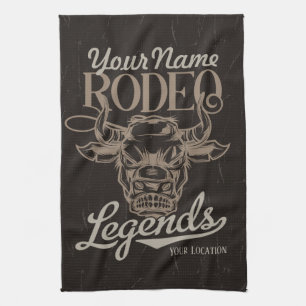 Personalised Rodeo Old West Steer Roping Legends  Tea Towel