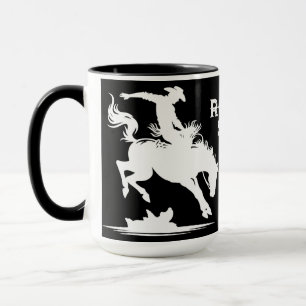 Personalised Rodeo Star Black And White Mug