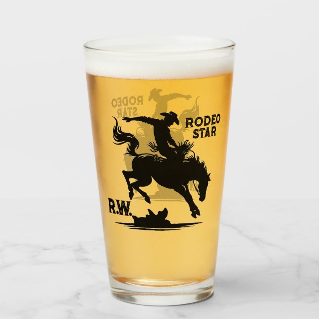 Personalised Rodeo Star Glass (Front Filled)