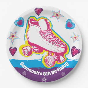 Personalised Roller Skating Birthday Party Plates
