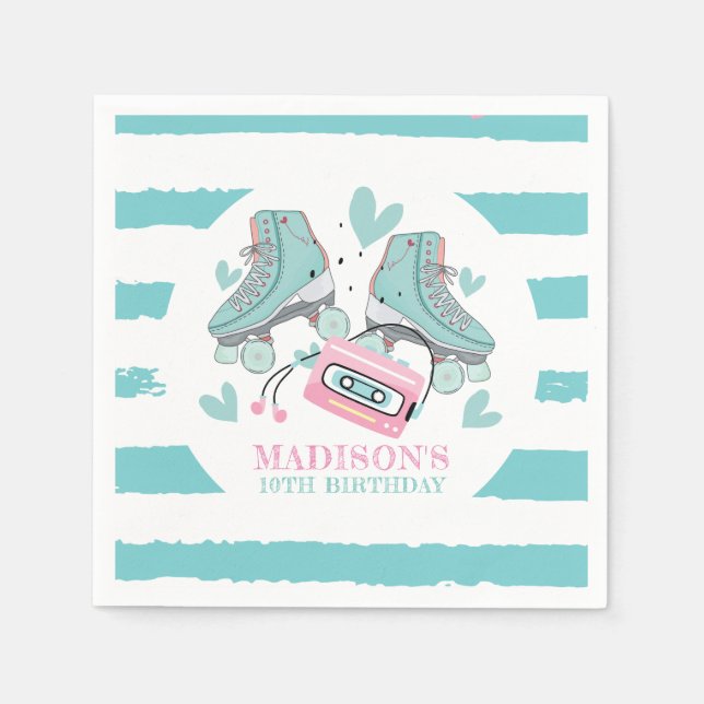 Personalised Roller Skating Pastel Napkin (Front)