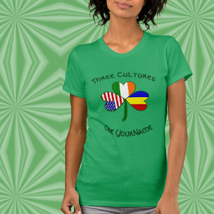 Personalised Romania Ireland USA Shamrock Women’s T-Shirt