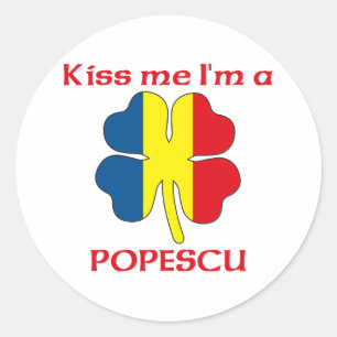Personalised Romanian Kiss Me I'm Popescu Classic Round Sticker