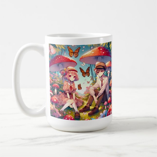 Personalised Romantic Anime Couple  Coffee Mug (Left)