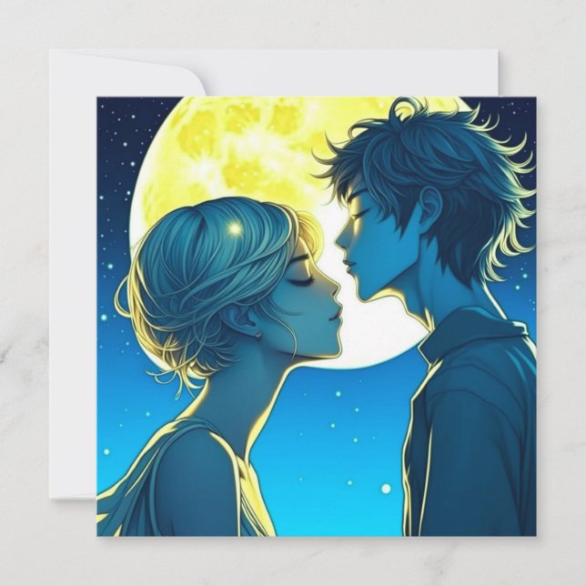Personalised Romantic Anime Couple Valentine's Day Card (Front)