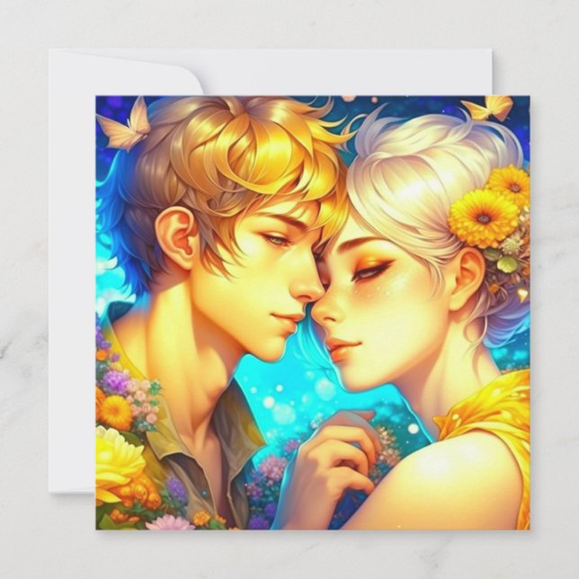 Personalised Romantic Anime Couple Valentine's Day Card (Front)