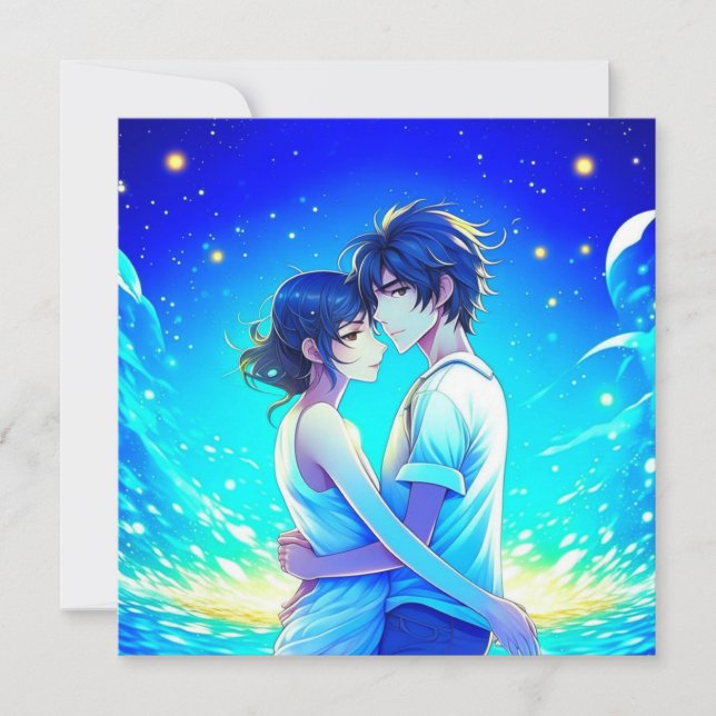 Personalised Romantic Anime Couple Valentine's Day Card (Front)