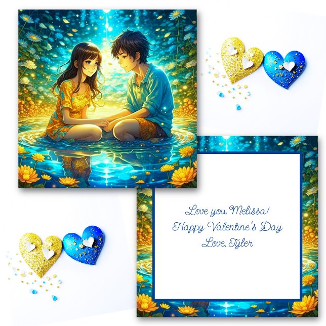 Personalised Romantic Anime Couple Valentine's Day Card (Creator Uploaded)
