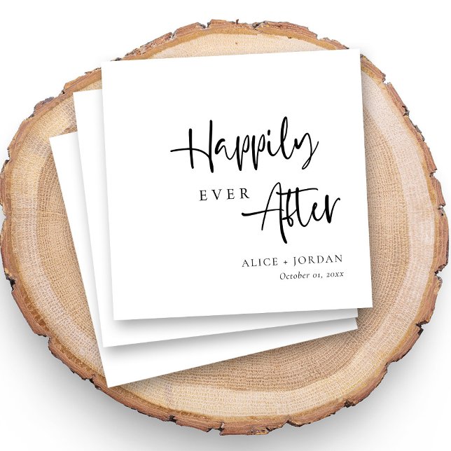 Personalised Romantic Black and White Wedding Napkin (Romantic black script napkins for personalized weddings)