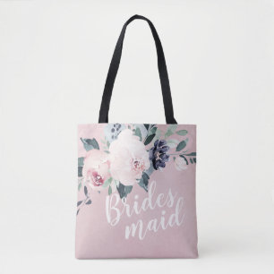 Personalised romantic blush floral bridesmaid tote bag