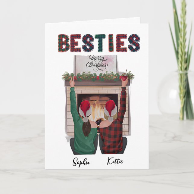 Personalised Romantic Christmas Card For Besties (Front)