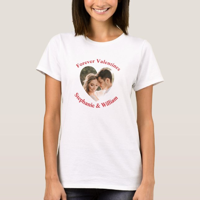 Personalised romantic couple photo heart T-Shirt (Front)