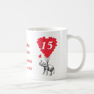 Personalised romantic elephant Quinceanera Coffee Mug