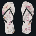 Personalised romantic garden floral bridesmaid flip flops<br><div class="desc">Modern watercolor floral in muted pastel yellow,  peach and mauve,  elegant and romantic,   great personalised bridal party bridesmaid gifts</div>