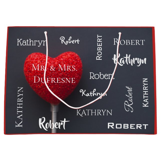 Personalised Romantic Heart Large Gift Bag (Front)