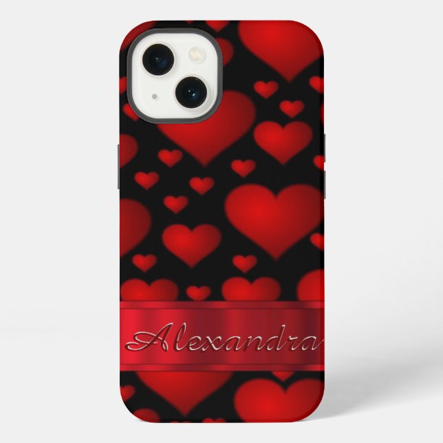 Personalised romantic heart pattern iPhone case (Back)