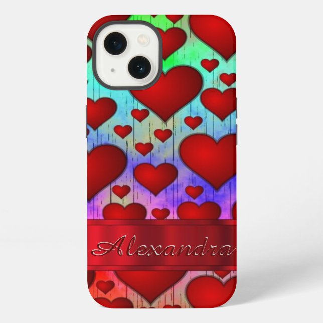 Personalised romantic heart pattern iPhone case (Back)