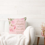 Personalised Romantic Pink Peony Floral Wedding  Cushion<br><div class="desc">The Personalised Romantic Pink Peony Floral Wedding Throw Pillow features an elegant aesthetic design of pink peony flowers watercolor painting. ♥Customise it with your wording by using the template fields. ♥ If you want to change the font style, colour or text placement, simply click the "Customise Further" button. ♥ If...</div>