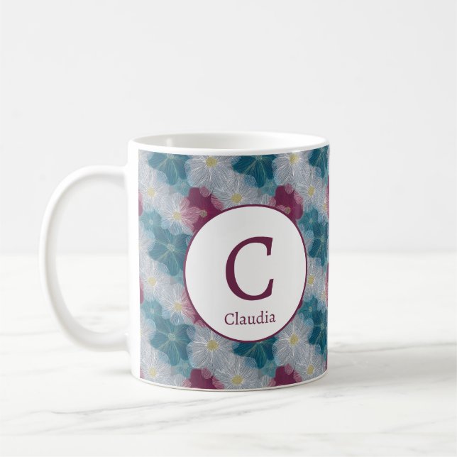 Personalised Romantic Spring Girly Flowers  Coffee Mug (Left)