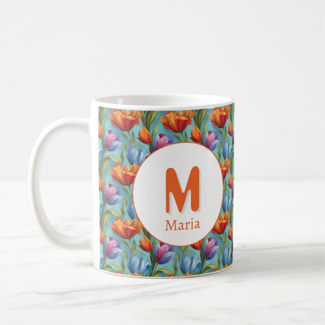 Personalised Romantic Spring Girly Flowers  Coffee Mug (Left)